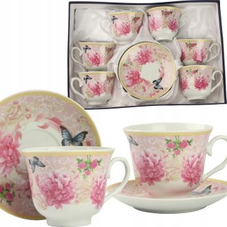 OEM Juego De 6 Tazas Con Platillos De 250 Ml Para Caf&eacute; Y T&eacute;, Estilo Cl&aacute;sico Retro