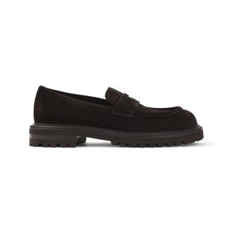 Giorgio Armani Suede Penny Loafers - Heren - Loafers - Bruin - 44 EU - Leer - Schoenen