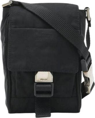 Prada Pre-owned Cross Body Bags, unisex, Black, Size: ONE SIZE Pre-owned Vintage Nylon Sling Bag