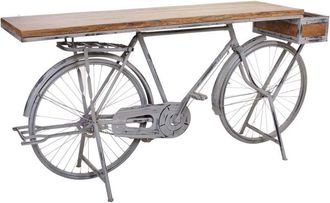 Wanderlust Deco Wanderlust Deco - Recibidor bicicleta de madera y metal lacado plata 198x50x94