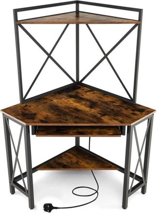Costway Costway - Corner Desk Space-Saving Computer Desk Home Office Study Writing Desk w/Shelves