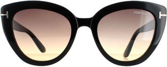 Tom Ford Cat Eye Womens Shiny Black Smoke Gradient Izzi FT0845 - One Size