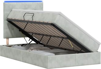 vidaXL Cama De Almacenamiento Led Con Colch&oacute;n Gris Claro 120 X 200 Cm Vidaxl