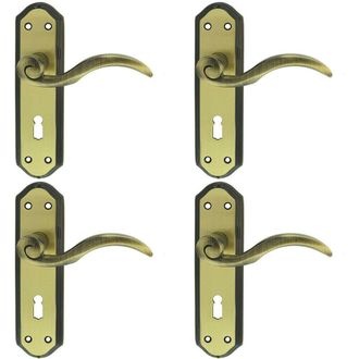Loops 4x PAIR Spiral Sculpted Handle on Lock Backplate 180 x 48mm Florentine Bronze