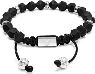 Nialaya Sterling Silver Beaded Bracelet in Matte Black Onyx at Nordstrom, Size X-Large