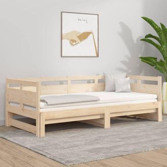 vidaXL Pull-out Day Bed without Mattress Solid Wood Pine 2x(80x200) cm Vidaxl