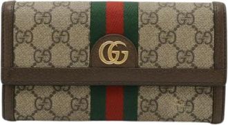 Gucci Pre-owned Wallets, female, Beige, Size: ONE SIZE Pre-owned Vintage Canvas Wallet