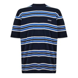 HUGO BOSS Hugo Heren T-shirt met ronde hals en strepen van Natinolo (Donkerblauw)