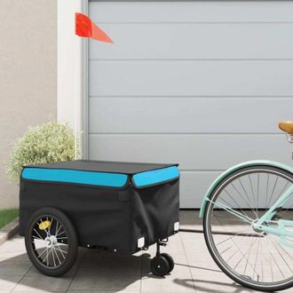 vidaXL Vidaxl - Remolque Para Bicicleta Hierro Negro Y Azul 45 Kg
