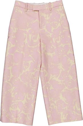 Burberry Rose Print Wool-Blend Trousers, Brand Size 4 ( US Size 2 )