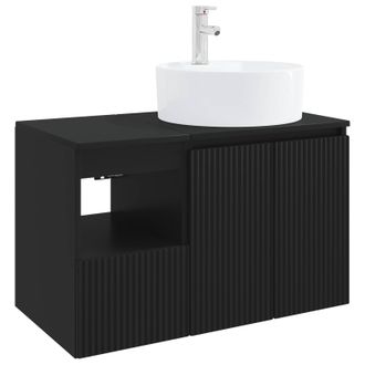 vidaXL Juego De Muebles De Ba&ntilde;o 2 Uds. Negro Madera De Ingenier&iacute;a Vidaxl