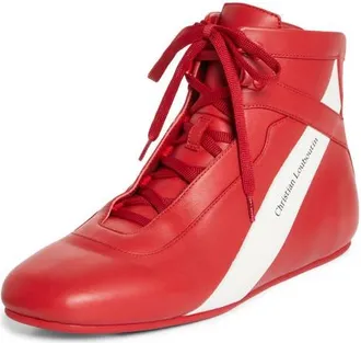 Christian Louboutin The Butterfly High Top Leather Sneaker in T475-Loubi/white at Nordstrom, Size 43.5