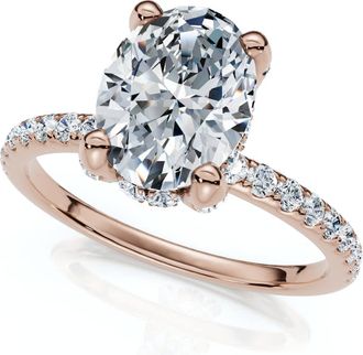 Pompeii3 1 1/2Ct Oval Diamond Accents Engagement Ring White Yellow or Rose Gold Lab Grown