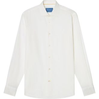 Robert Talbott Reynolds Ultra Light Weight Brushed Herringbone Shirt in Cream at Nordstrom, Size Xx-Large