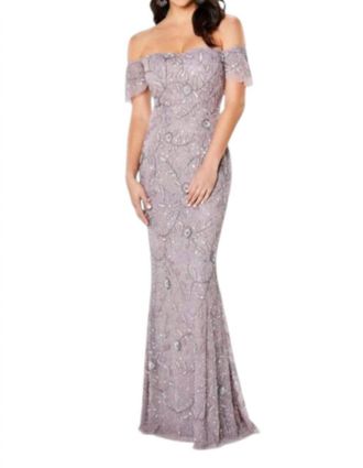 Montage by Mon Cheri Beaded Tulle Sheath Dress In Lavendar