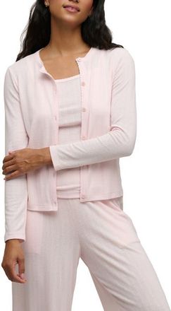 Barefoot Dreams Scalloped Pointelle Cardigan in Pink Sand at Nordstrom, Size X-Large