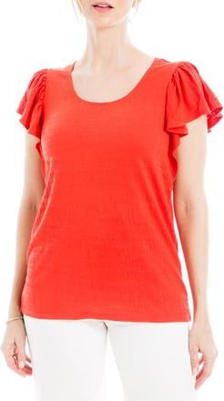 Max Studio Flutter Sleeve Jersey Crinkle Top in Lava-Lava at Nordstrom Rack, Size X-Large