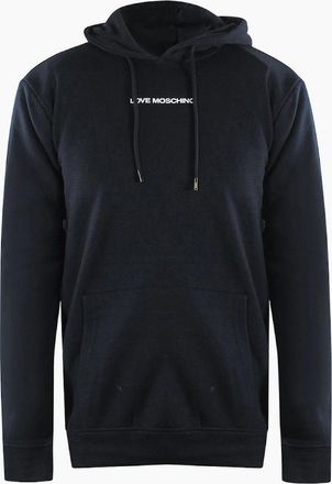 Love Moschino Mens Love Moschino Plain Logo Black Hoodie - Size: 40