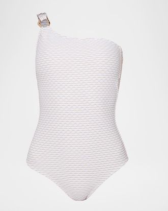 Shoshanna Asymmetric Ring One-Piece Swimsuit