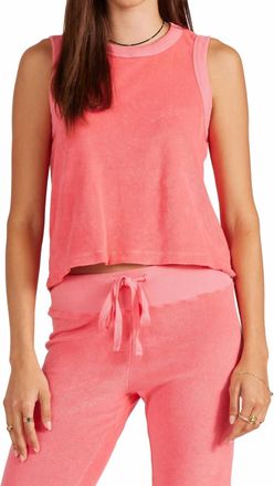 bobi Raw Edge Muscle Terry Tank Top In Camelia