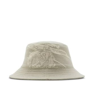 Burberry Equestrian Knight Motif Cotton Blend Bucket Hat, Size Medium