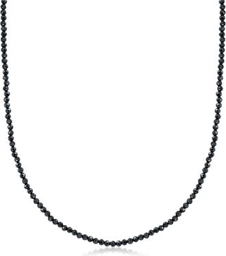 Ross-Simons Black Spinel Bead Necklace With 18kt Gold Over Sterling