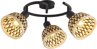 Searchlight Searchlight Lance Foco Redondo De 3 Luces De Metal Negro Y Pantalla De Bamb&uacute;