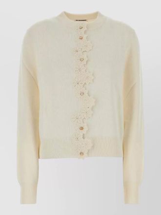 Jil Sander stretch viscose cardigan floral applique knit