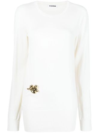 Jil Sander embellished crew-neck jumper - women - Virgin Wool - 38 - White