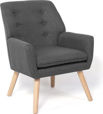 IDMarket Idmarket - Poltrona Scandinava In Tessuto Grigio Antracite Nat