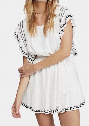 Free People Weekend Brunch V Neck Dress In White