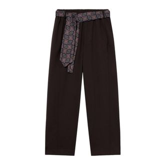 Oltre Broeken, Dames, Bruin, L, Leer, Tie-Belt Broeken