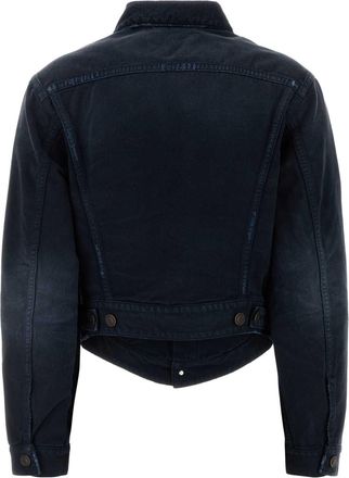 Balenciaga Womens Waistband Jacket Navy Cotton