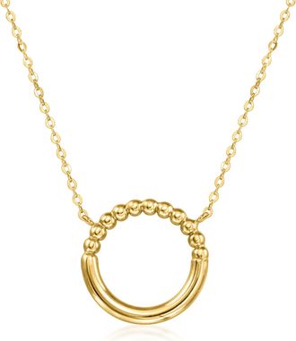 RS Pure by Ross-Simons Italian 14kt Yellow Gold Half-Beaded Circle Necklace