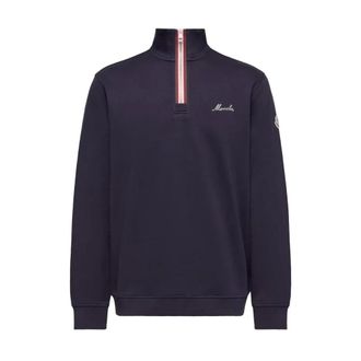 Moncler Sweatshirts, male, Blue, L, 1/4 Zip Sweatshirt