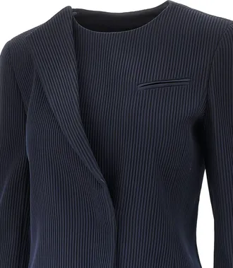 Emporio Armani Pinstriped Wool Blazer - Navy