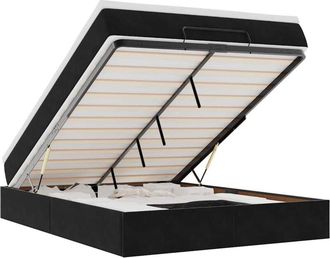 vidaXL Estructura De Cama Otomana Con Colch&oacute;n Terciopelo Negro Vidaxl