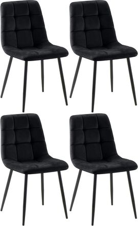 Clp Set de 4 sillas con patas de metal y asiento en terciopelo negro