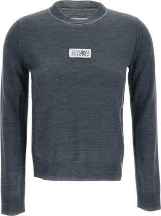 Maison Margiela Maglia Girocollo - Dames - Ronde hals truien - Grijs - S - Wol - Truien & Vesten
