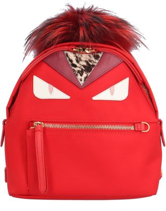 Fendi Red Color Nylon Leather Backpack (Pre-Owned)