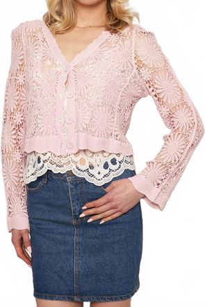 En Cr&egrave;me Flower Pattern Crochet Cardigan In Lilac