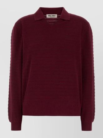Miu Miu cotton polo shirt textured knit collar