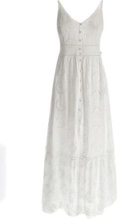Guess Witte Katoenen Jurk Gemaakt in Itali&euml; - Dames - Casual kleedjes - Wit - L - Katoen - Kleedjes