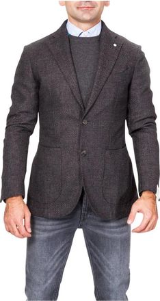 L.B.M. 1911 Polyester Jassen en Blazers Grijs Gestreept - Heren - Blazers - Grijs - 4XL - Polyester - Jassen