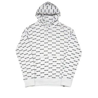 Money Clothing Heren All Over Logo Hoodie (Wit)
