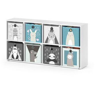 Vicco Libreria bambini Scutum, Bianco, 143 x 72 cm con 8 scatole pieghevoli