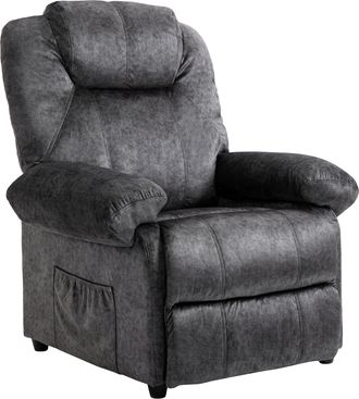 HOMCOM Homcom - Sill&oacute;n Relax Reclinable Manual Tapizado En Terciopelo Acolchado Con Reposapi&eacute;s Retr&aacute;ctil Y Bolsillos Para Sal&oacute;n Oficina Dormitorio 88x91x108 