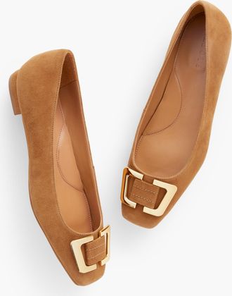 Talbots Sutton Suede Buckle Flats - Havana Tan - 6 1/2 M Talbots