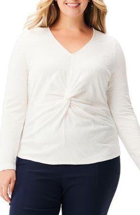 Nic+Zoe Textured Twist Front Knit Top in Cream at Nordstrom Rack, Size 3X