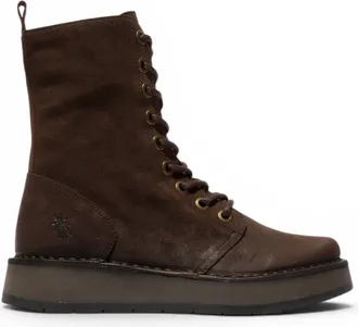 FLY London Fly London Womens Combat Brown Suede Leather Lace-up Boots - RAMI043